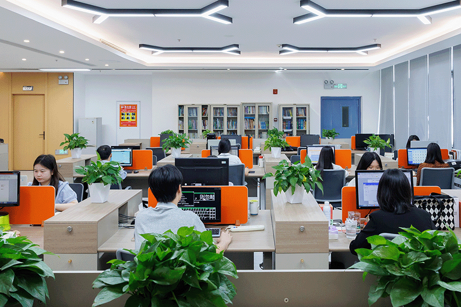Daring team members working in the office